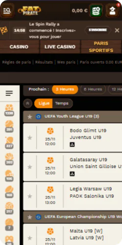 FatPirate paris sportifs - section des paris sur le sport