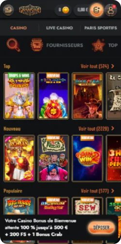 Gransino trouvez votre jeu - catalogue des machines à sous et jeux de casino
