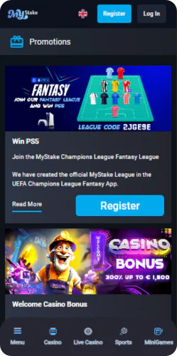 MyStake consultez l'onglet des offres - section bonus et promotions