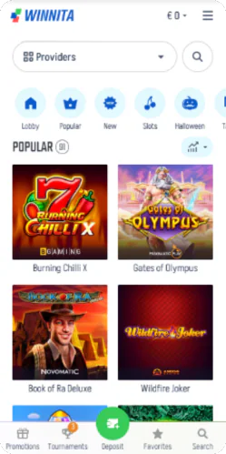 Winnita trouvez votre jeu - catalogue des machines à sous et jeux de casino