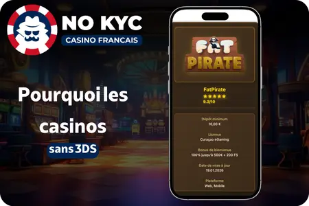 Smartphone avec FatPirate, bonus 100% + 200 free spins, casino sans KYC